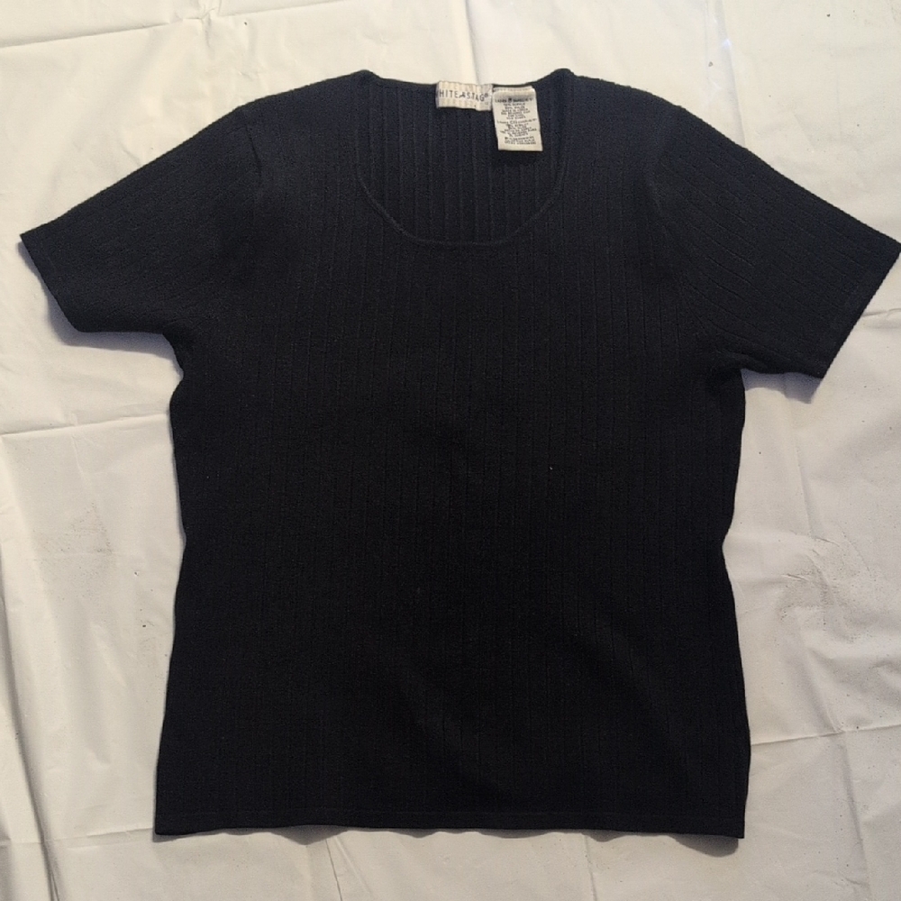 White Stag Black Ribbed Knit Blouse